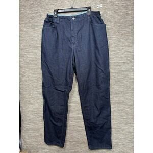 Lee Original Jeans Womens 22W Blue Dark Wash Relaxed Elastic Waist Denim Pants